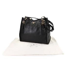 Prada-Prada Black Leather Tote Bag-Black