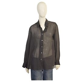 Dries Van Noten Gray Sheer Button Down Shirt Grey