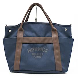 Hermès-Sac de Pansage Groom Hermès-Orange,Bleu Marine