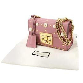 Gucci-Sac à bandoulière Gucci Padlock Studs Chain-Rose