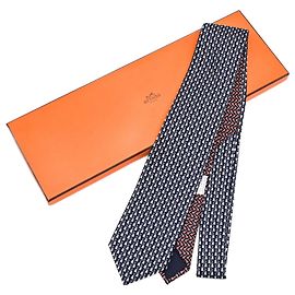 Hermès Hermes Navy Silk Cravat Navy blue