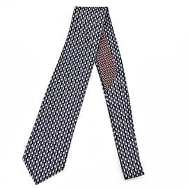 Hermès-Hermes Navy Silk Cravat-Navy blue