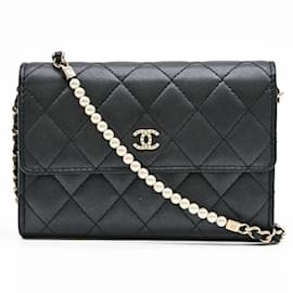 Chanel-Chanel Boy Chanel Matelassé Chaîne Portefeuille-Noir
