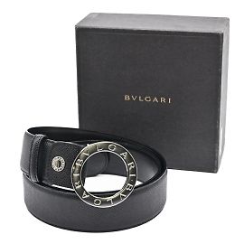 Bulgari Bvlgari Black Leather Women's Belt Black