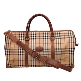 Burberry-Sac Boston Burberry Nova Check Beige et Marron-Marron,Beige