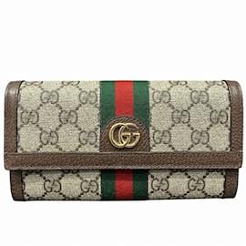 Gucci-Portefeuille long continental Gucci Sherry Line Ophidia GG-Marron