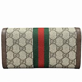 Gucci-Portefeuille long continental Gucci Sherry Line Ophidia GG-Marron