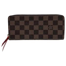 Louis Vuitton-Portefeuille Long Clemence Damier Louis Vuitton-Rouge,Fuschia