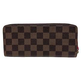 Louis Vuitton-Portefeuille Long Clemence Damier Louis Vuitton-Rouge,Fuschia
