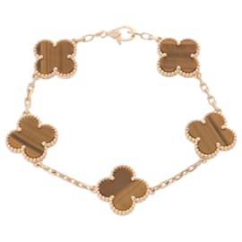 Van Cleef & Arpels-Bracelet Vintage Alhambra en œil de tigre de Van Cleef & Arpels-Doré