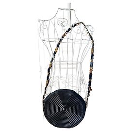 Sac rond cuir Revillon Noir Doré Bijouterie dorée