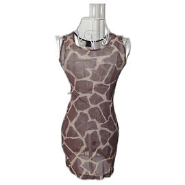Plein Sud Voll-Süd-Mesh-Kleid Braun Beige Hellbraun