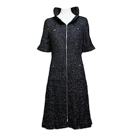Chanel-Globalization Black Shimmer Tweed Jacket Dress 40 FR-Black