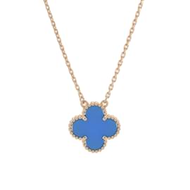 Van Cleef & Arpels-Van Cleef & Arpels Vintage Alhambra Necklace-Blue,Golden