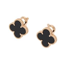 Van Cleef & Arpels-Boucles d'oreilles Vintage Alhambra Onyx de Van Cleef & Arpels-Doré