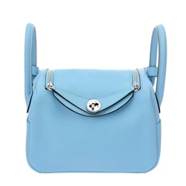 Hermès-Sac à bandoulière Hermes Lindy Mini 2 Celeste W Stamp-Bleu clair