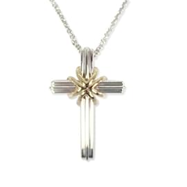 Tiffany & Co-Tiffany 925 750 Signature Cross Pendant Necklace-Other