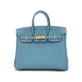 Hermès-Sac à main Hermes Birkin 25 en Jean Bleu-Bleu