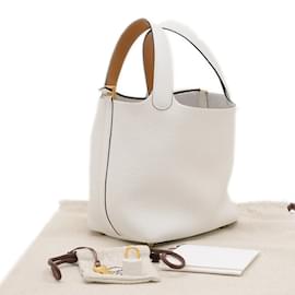 Hermès-Sac à main Hermes Picotin Lock PM 18-Blanc