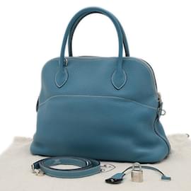 Hermès-Sac à main Hermes Bolide 31 en Jean Bleu-Bleu