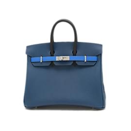 Hermès-Sac à main Hermes Birkin 25-Noir,Bleu,Bleu foncé