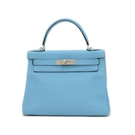 Hermès-Sac à main Hermes Kelly 28-Bleu