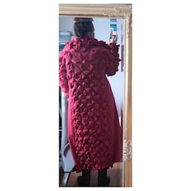 Issey Miyake-Issey Miyake long origami coat-Red