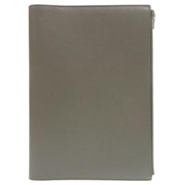 Hermès-Couverture de carnet grise gravée U Hermes EA Zip Evercolor Grimmette-Marron