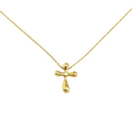 Tiffany & Co-Tiffany & Co. Yellow Gold Elsa Peretti Small Cross Pendant Necklace-Golden