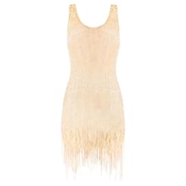 Roberto Cavalli-Gold Charleston Dress-Beige
