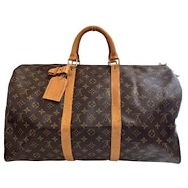 Louis Vuitton-Sac Keepall 50 Monogram Louis Vuitton-Marron,Monogramme
