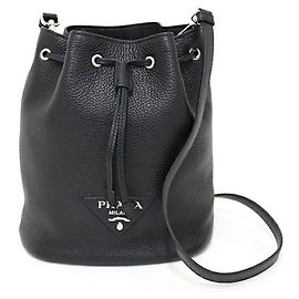 Bolsa de ombro de couro Prada Preto