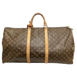 Louis Vuitton-Sac Boston Keepall 60 Monogram Louis Vuitton-Marron,Autre,Monogramme
