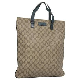 Sac à main GUCCI GG Supreme PVC Beige Or 131258 Auth 121977 Beige Doré