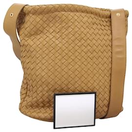 Autre Marque-BOTTEGA VENETA INTRECCIATO Shoulder Bag Leather Beige Gold Auth 124293-Beige,Golden
