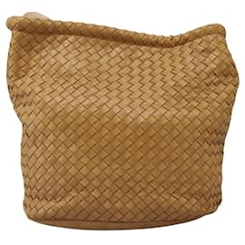 Autre Marque-BOTTEGA VENETA INTRECCIATO Shoulder Bag Leather Beige Gold Auth 124293-Beige,Golden