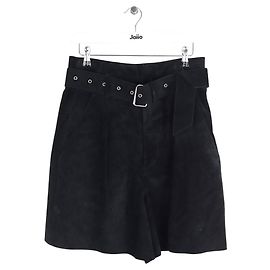 Isabel Marant Black leather Bermuda shorts Black