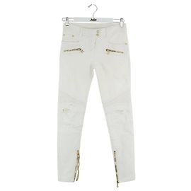 Balmain Jeans slim de algodão Branco