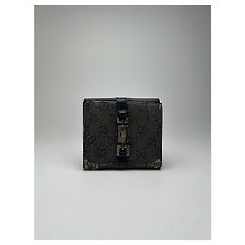Vintage Gucci Monogram Wallet black grey Jackie Black