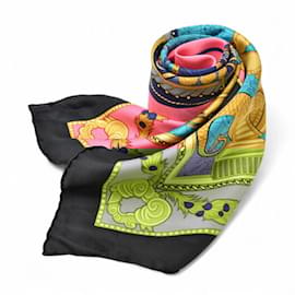 Hermès-Hermes Carre 90 Silk Twill Scarf-Black,Pink