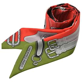 Hermès-Hermes Twilly Scarf in Red Silk-Red