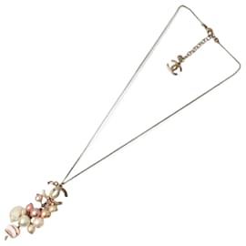 Chanel-Chanel Long Necklace with Pearl Shell Motif-Pink,Golden