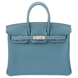 Hermès-Sac à main Hermes Birkin 25 en nouveau bleu jean-Autre