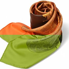 Hermès-Hermes Silk Scarf in Orange-Orange