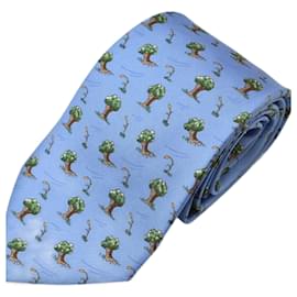 Hermès-Hermes Light Blue Silk Cravat-Light blue