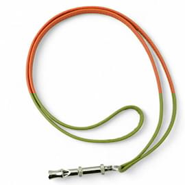 Hermès-Hermes Orange Leather Choker Necklace-Orange
