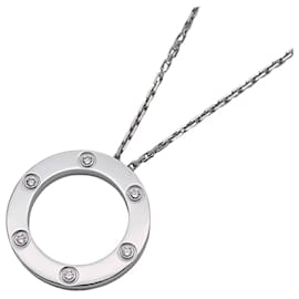 Cartier-Cartier 18K White Gold Diamond Love Circle Necklace-Golden