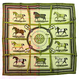 Hermès-Hermes Silk Scarf in Beige, Brown, and Orange-Brown,Beige,Orange