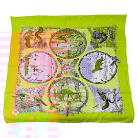Hermès-Hermes Yellow Silk Scarf-Yellow