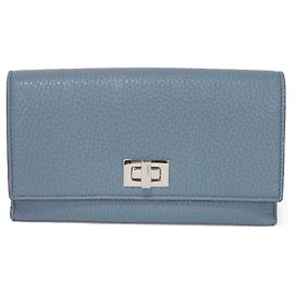 Fendi Langer Geldbeutel aus Blauem Leder Blau